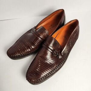 Mezlan Madrid Men's Lizard Brown Leather Dress Loafers Size 13M
